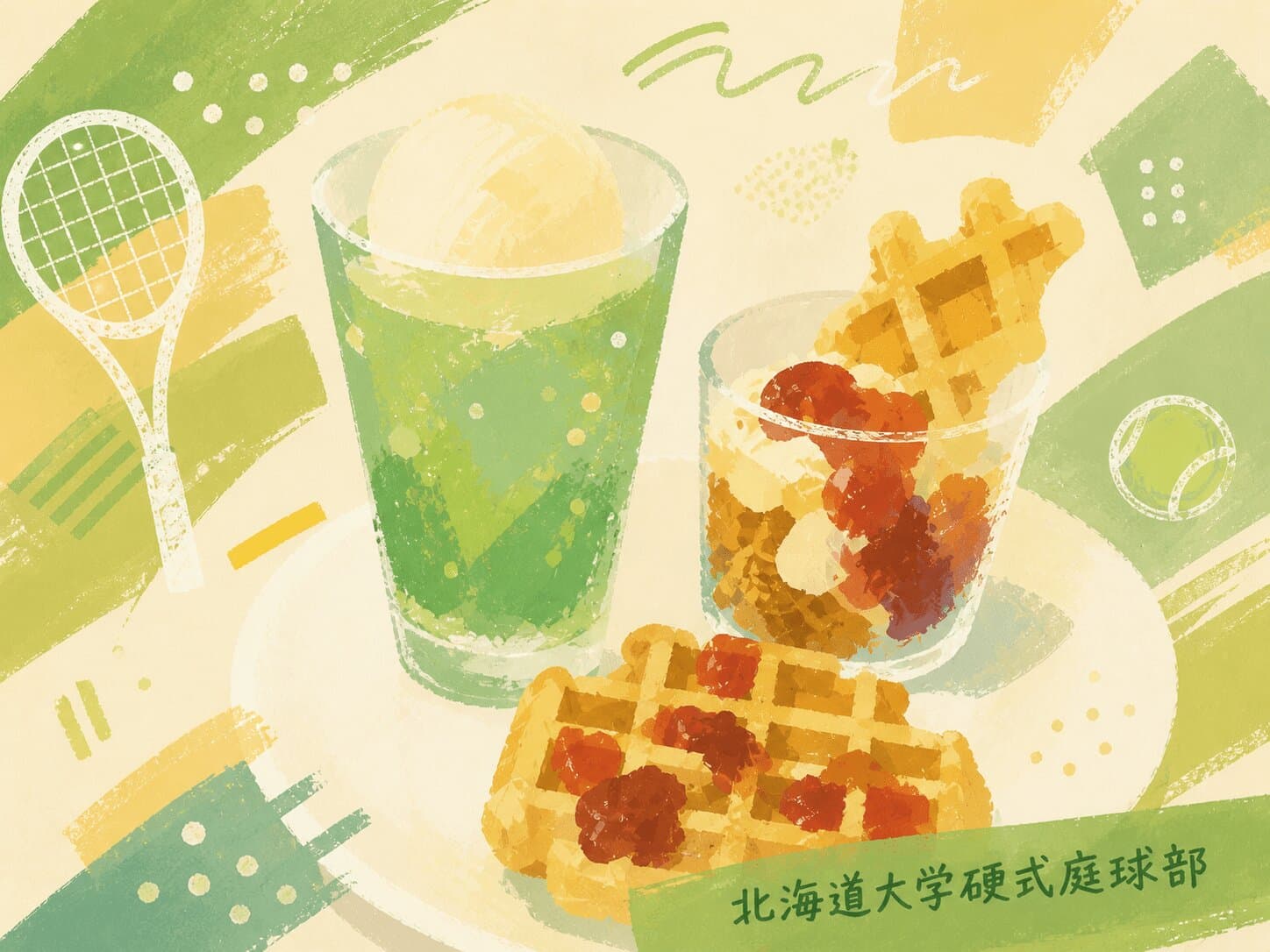 クリームソーダとワッフル